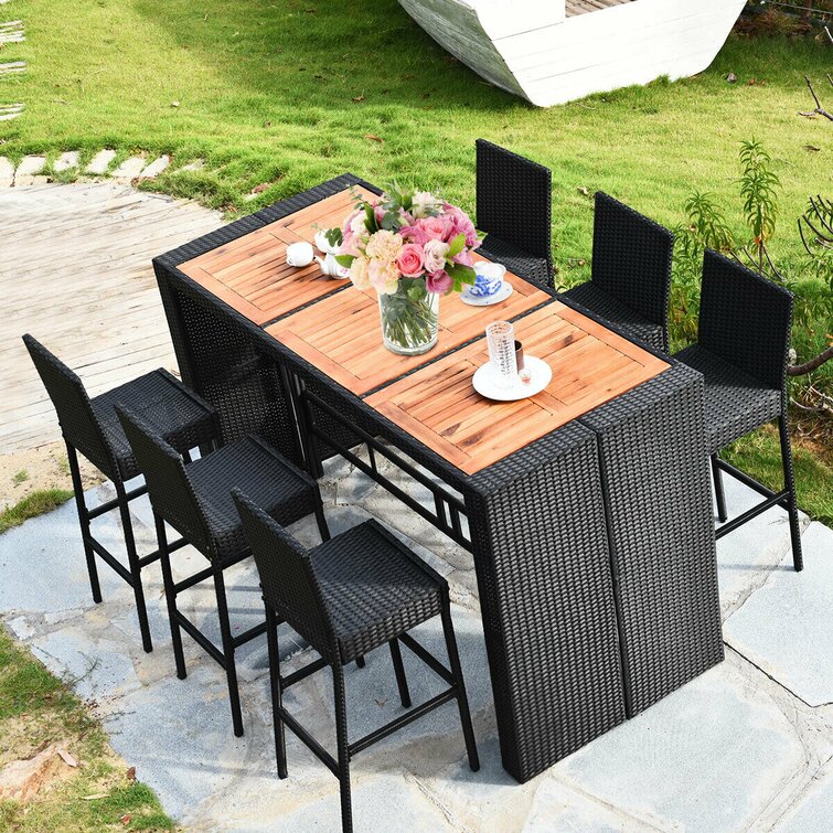 7 piece bar 2024 height dining set outdoor